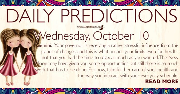 Daily Predictions for Wednesday, 10 October 2018